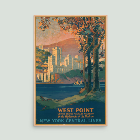 West Point Autumn Glory Vintage Railroad Poster - Art Deco Print - Warm Blue, Green, Yellow, Orange - 12x18 or 24x36