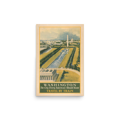 Vintage Travel Poster Art - Washington D.C. National Mall - Retro Travel Poster, Art Deco Print - Wall Art in Multiple Sizes