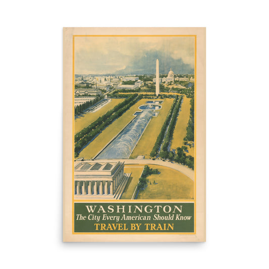 Vintage Travel Poster Art - Washington D.C. National Mall - Retro Travel Poster, Art Deco Print - Wall Art in Multiple Sizes